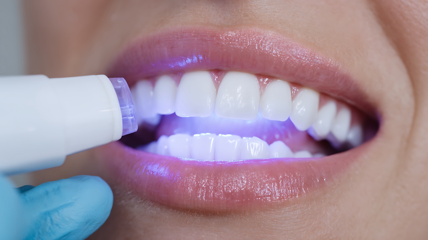 Zahnaufhellung mit UV-Licht an weißen Zähnen – Bleaching in 1090 Wien